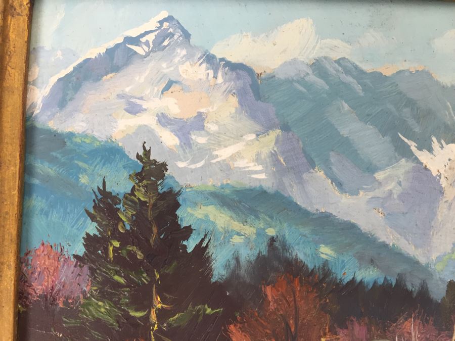 Pair Of Nicely Executed Original Oil Paintings On Board In Vintage Gilt Frames Signed By Artist Signature Illegible Munchen Germany [Photo 7]