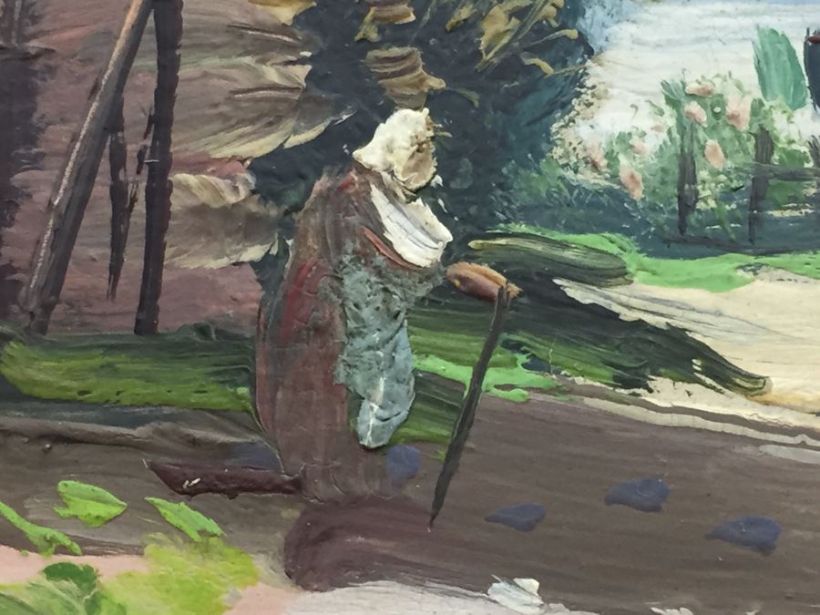 Pair Of Nicely Executed Original Oil Paintings On Board In Vintage Gilt Frames Signed By Artist Signature Illegible Munchen Germany [Photo 17]