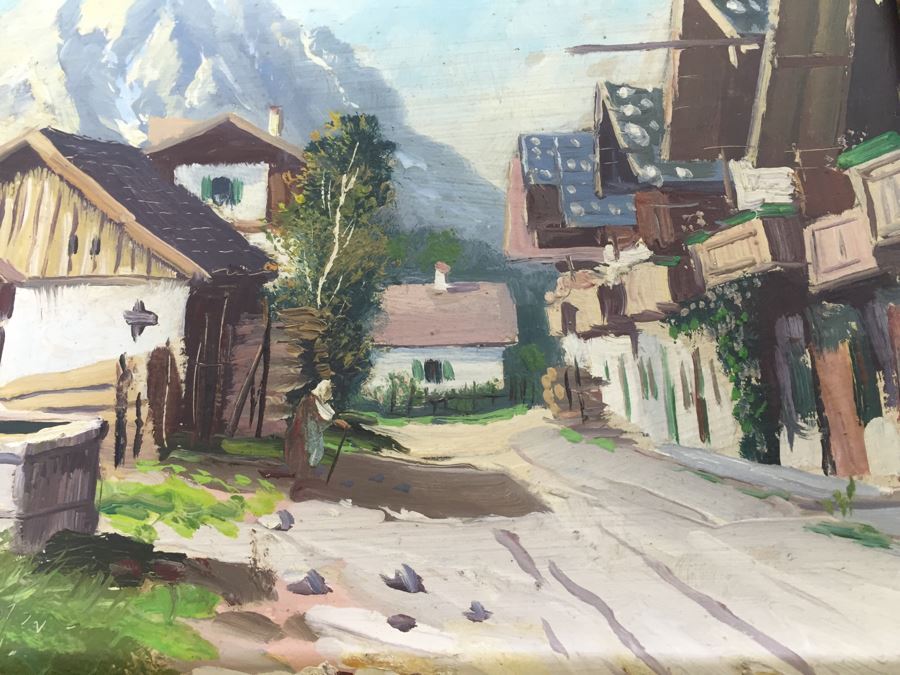 Pair Of Nicely Executed Original Oil Paintings On Board In Vintage Gilt Frames Signed By Artist Signature Illegible Munchen Germany [Photo 15]