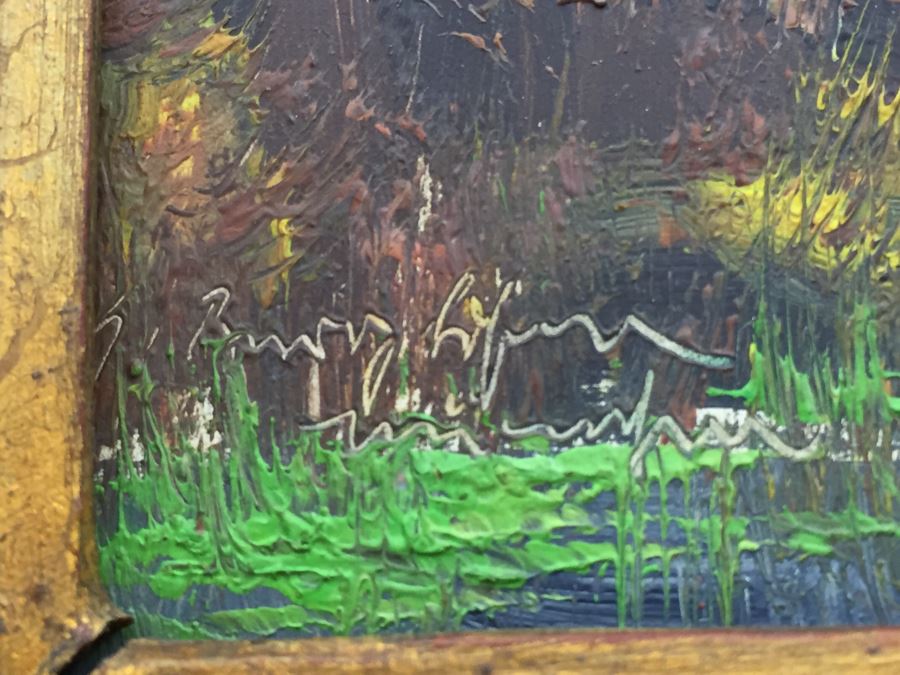 Pair Of Nicely Executed Original Oil Paintings On Board In Vintage Gilt Frames Signed By Artist Signature Illegible Munchen Germany [Photo 11]