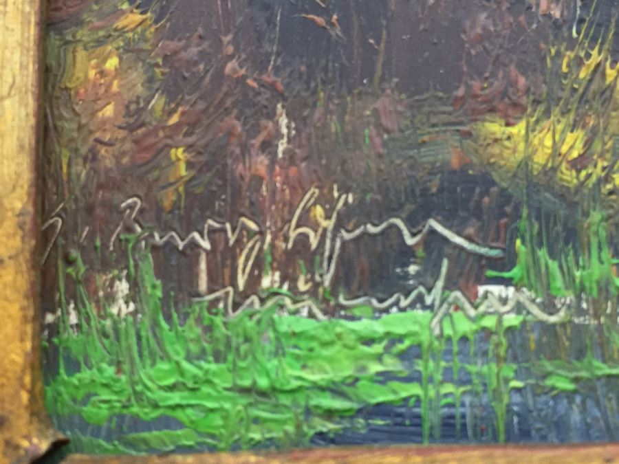 Pair Of Nicely Executed Original Oil Paintings On Board In Vintage Gilt Frames Signed By Artist Signature Illegible Munchen Germany [Photo 10]