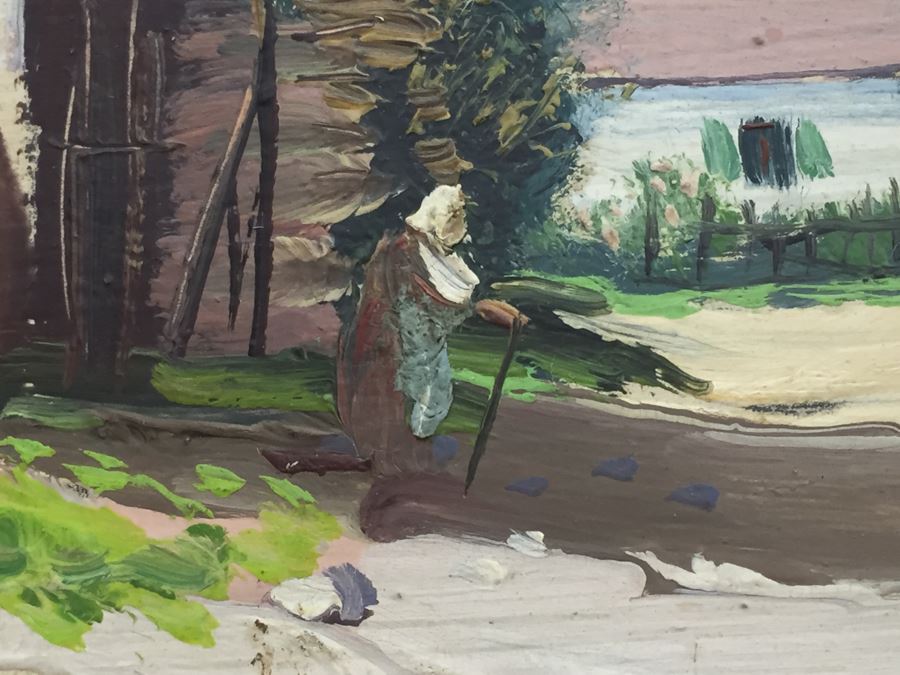 Pair Of Nicely Executed Original Oil Paintings On Board In Vintage Gilt Frames Signed By Artist Signature Illegible Munchen Germany [Photo 16]