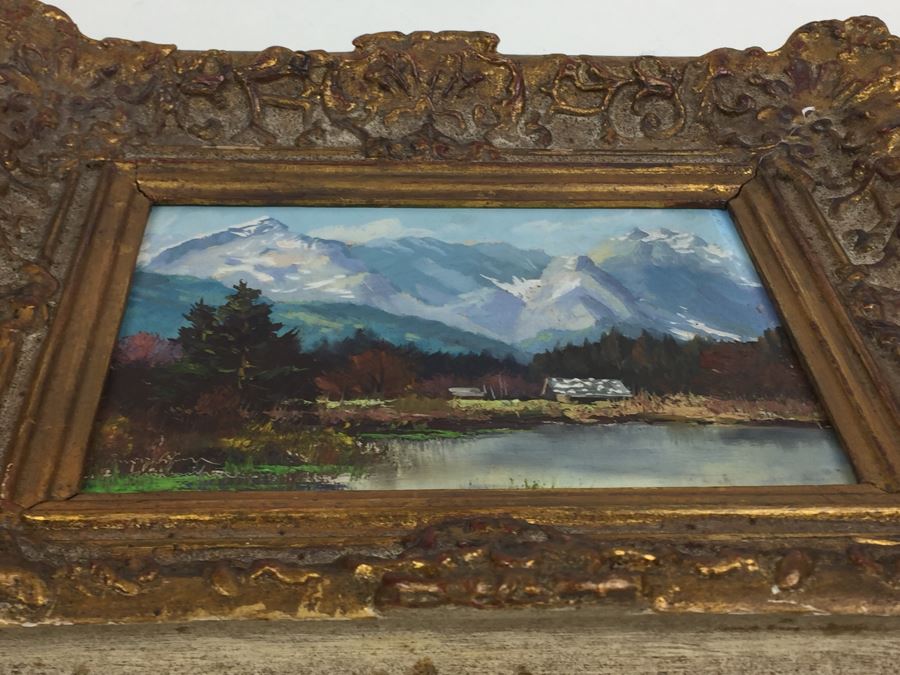 Pair Of Nicely Executed Original Oil Paintings On Board In Vintage Gilt Frames Signed By Artist Signature Illegible Munchen Germany [Photo 27]
