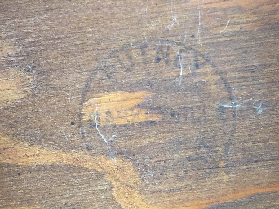 Vintage Childs Wood Barrel Rocking Chair Putney Vermont Basketville Striped Seat [Photo 3]