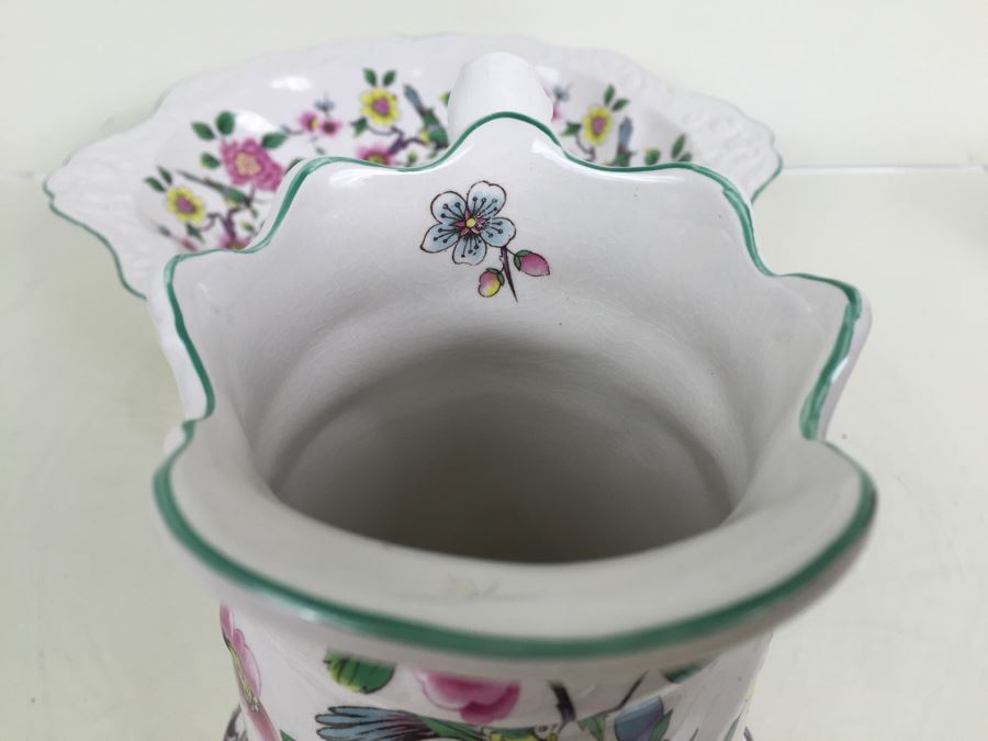 Antique Old Foley James Kent LTD Wash Bowl and Pitcher Chinese Rose From England [Photo 17]