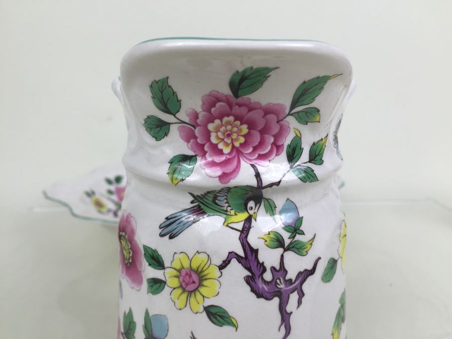 Antique Old Foley James Kent LTD Wash Bowl and Pitcher Chinese Rose From England [Photo 16]