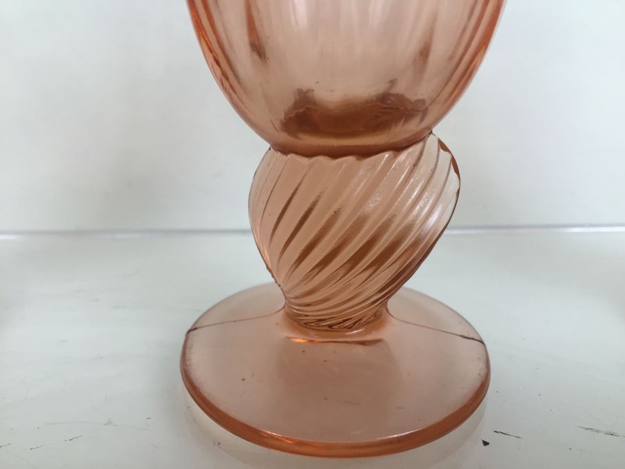 Set Of 8 Pink Stemware Glasses Swirl And Shell Motif [Photo 11]