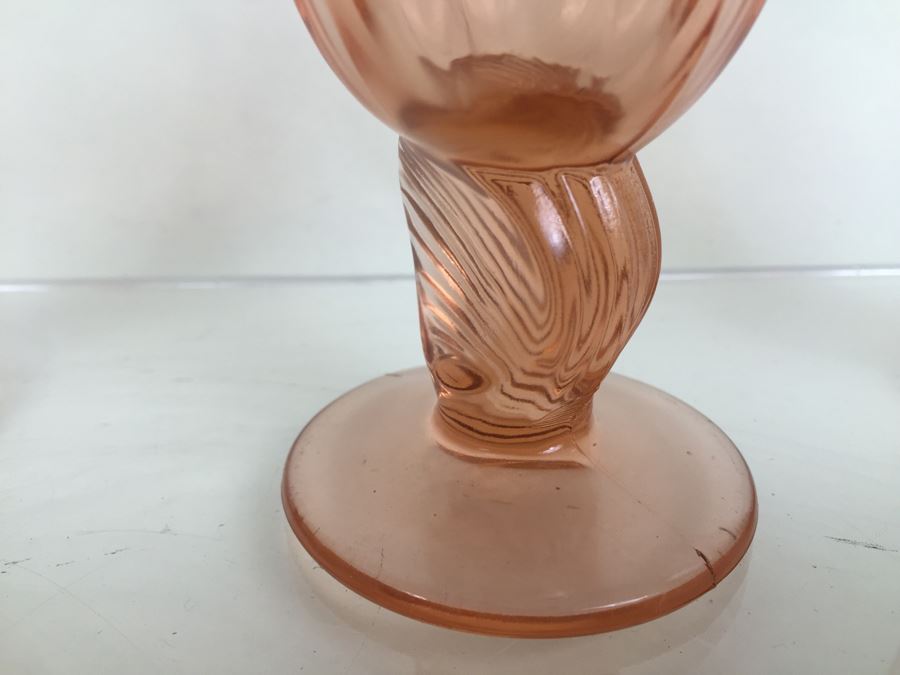 Set Of 8 Pink Stemware Glasses Swirl And Shell Motif [Photo 12]