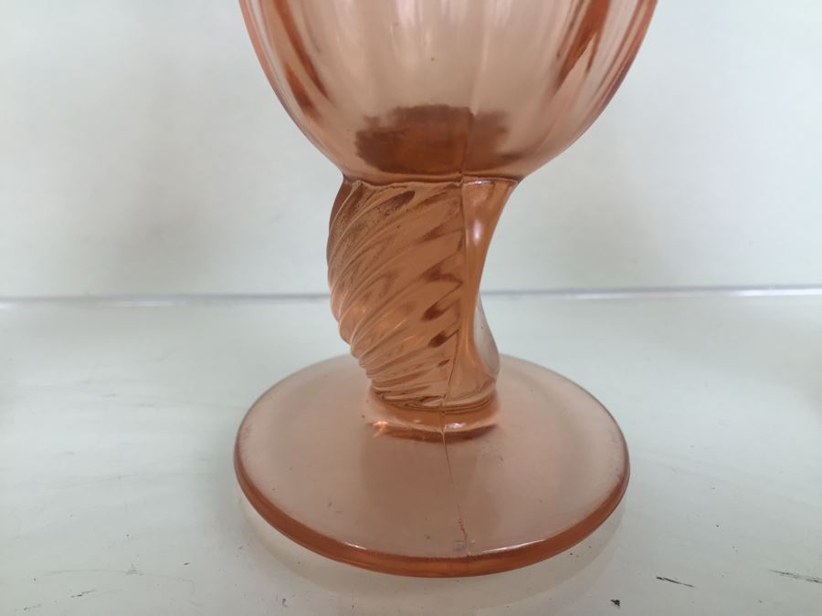 Set Of 8 Pink Stemware Glasses Swirl And Shell Motif [Photo 10]