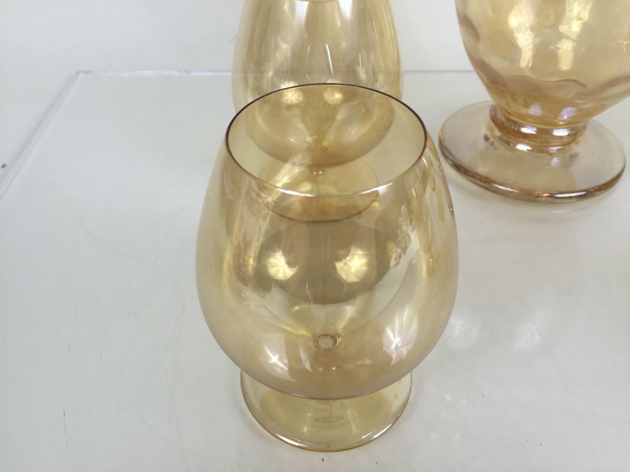 Vintage Iridescent Decanter With 4 Stemware Glasses [Photo 5]