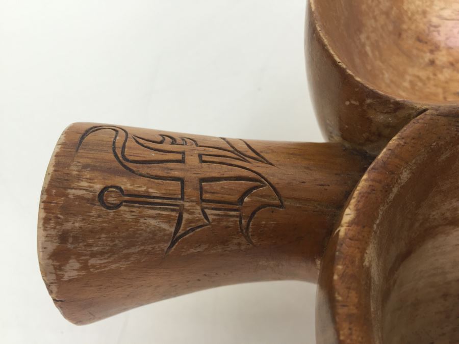 Mid-Century Large Monkey Pod Wood Bowl Hawaii Leaf Shape Carved Server [Photo 8]