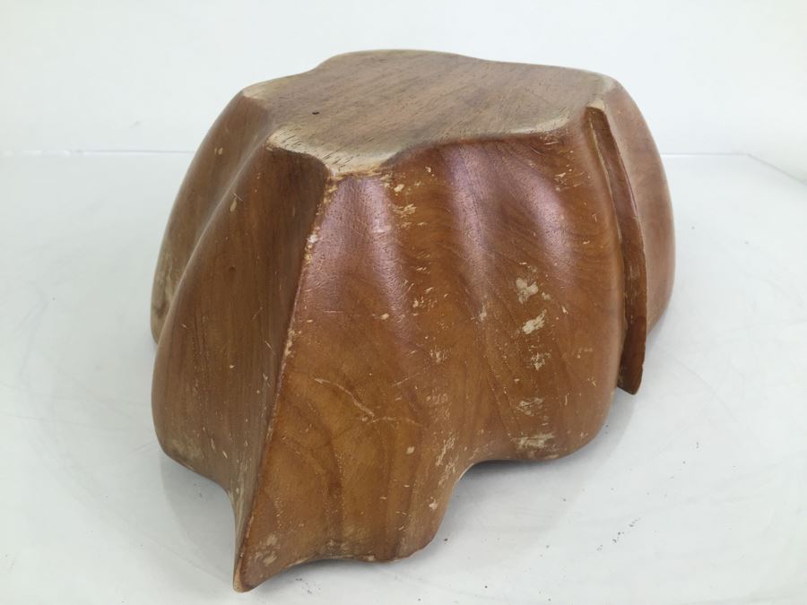 Mid-Century Large Monkey Pod Wood Bowl Hawaii Leaf Shape Carved Server [Photo 14]