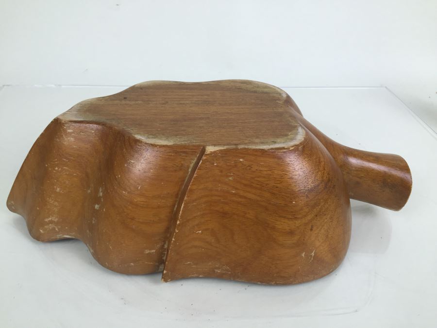 Mid-Century Large Monkey Pod Wood Bowl Hawaii Leaf Shape Carved Server [Photo 12]