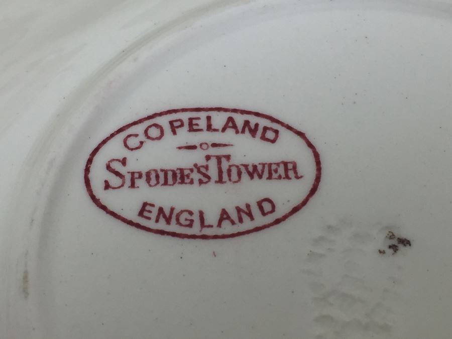 (13) Spode's Tower Copeland England Red Transferware Cups And Saucers Single Handle [Photo 16]