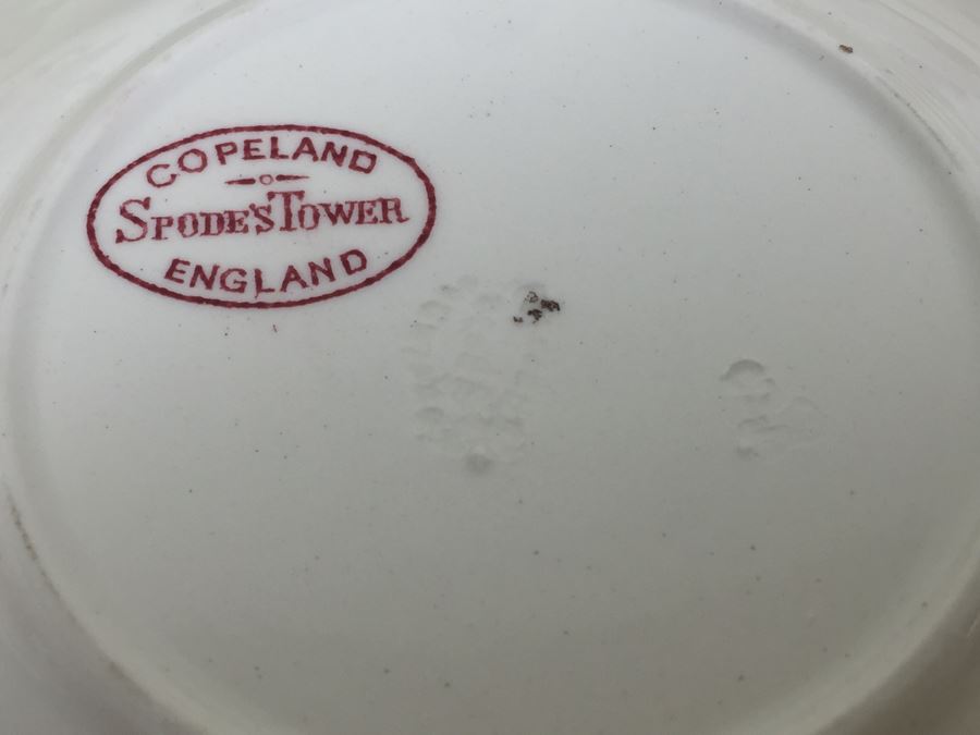(13) Spode's Tower Copeland England Red Transferware Cups And Saucers Single Handle [Photo 3]