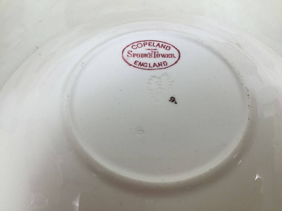 (10) Spode's Tower Copeland England Red Transferware Cups And Saucers Double Handle [Photo 14]