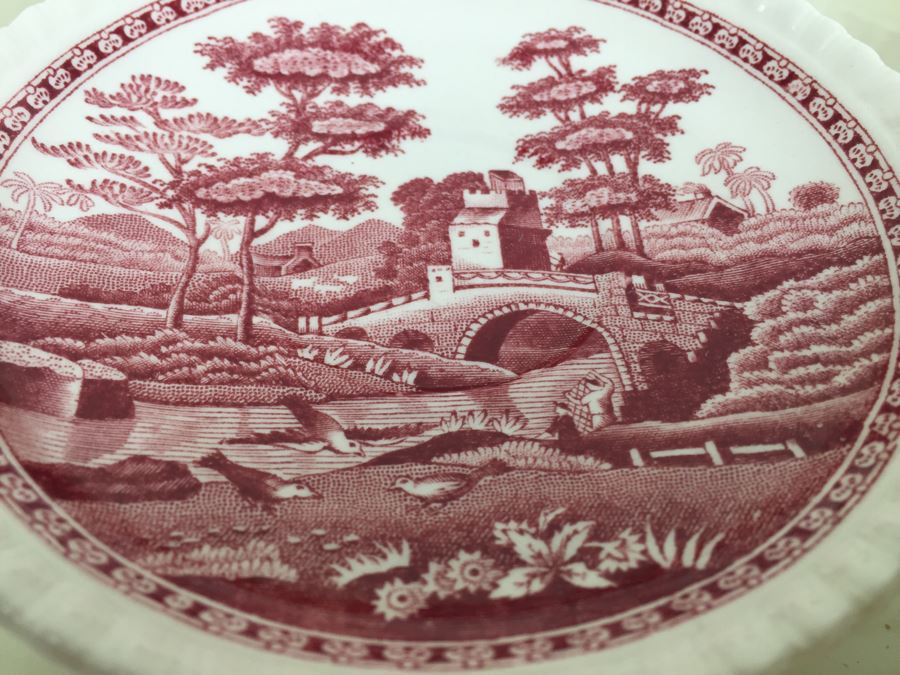 (10) Spode's Tower Copeland England Red Transferware DEMITASSE Cups And Saucers [Photo 12]