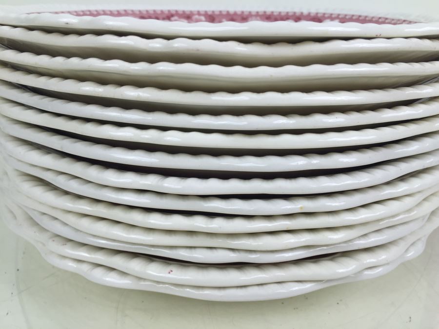 (14) Spode's Tower Copeland England Red Transferware Dinner Plates [Photo 8]