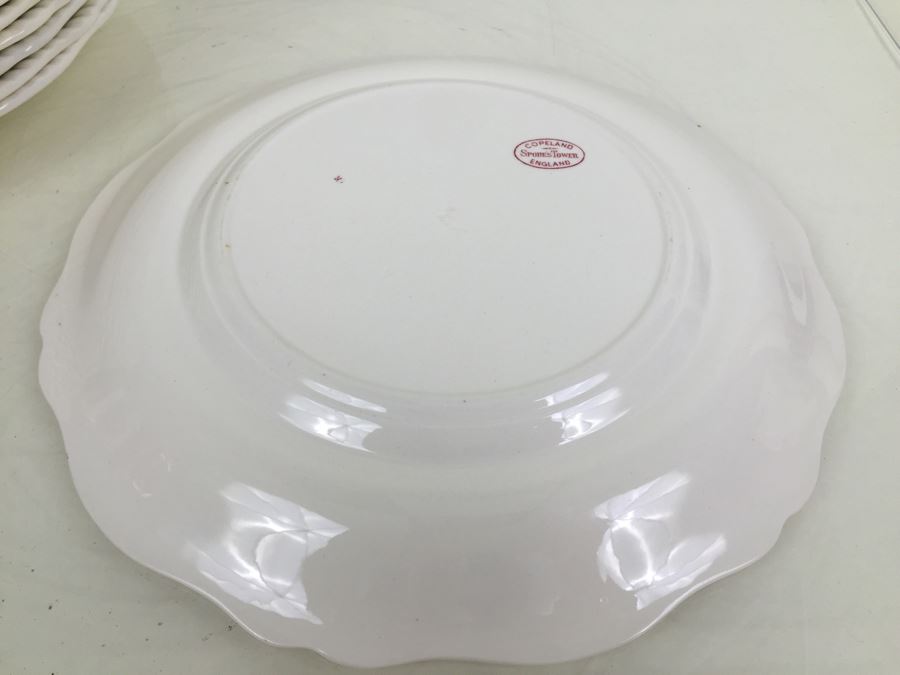 (14) Spode's Tower Copeland England Red Transferware Dinner Plates [Photo 9]