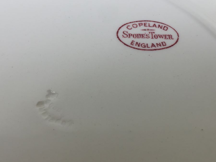 (14) Spode's Tower Copeland England Red Transferware Dinner Plates [Photo 3]
