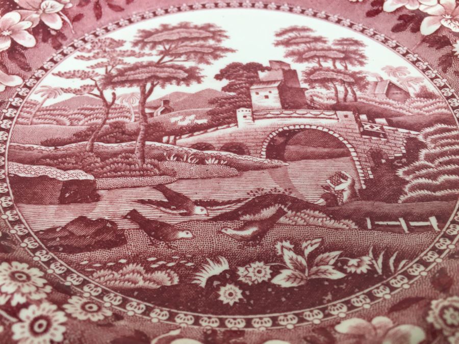 (12) Spode's Tower Copeland England Red Transferware Plates [Photo 2]