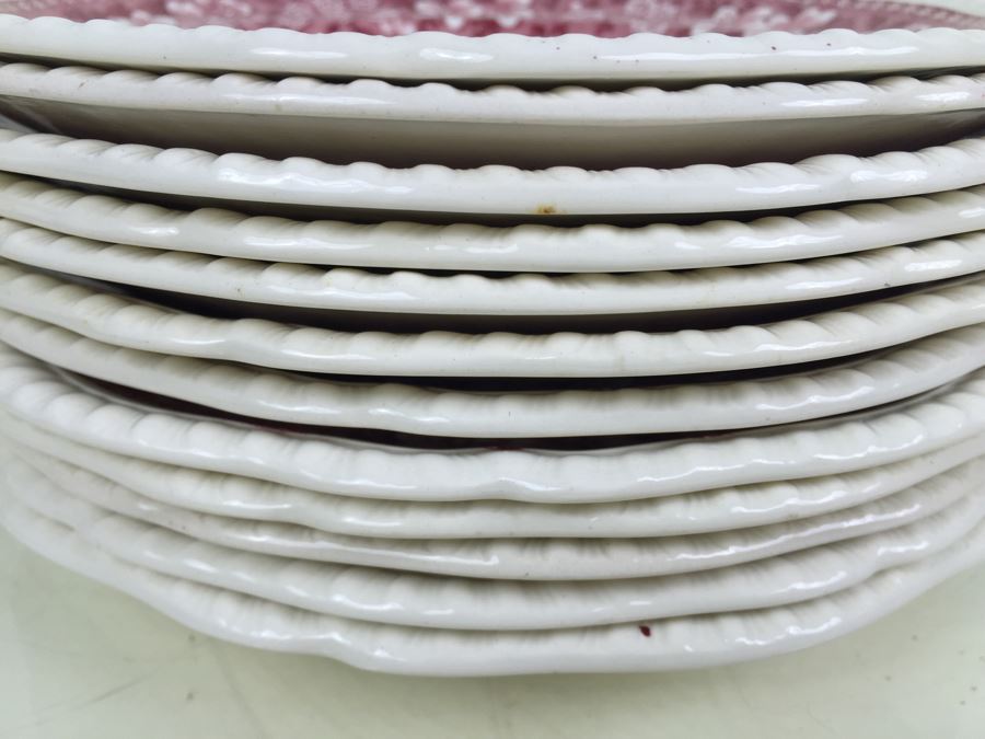 (12) Spode's Tower Copeland England Red Transferware Plates [Photo 6]