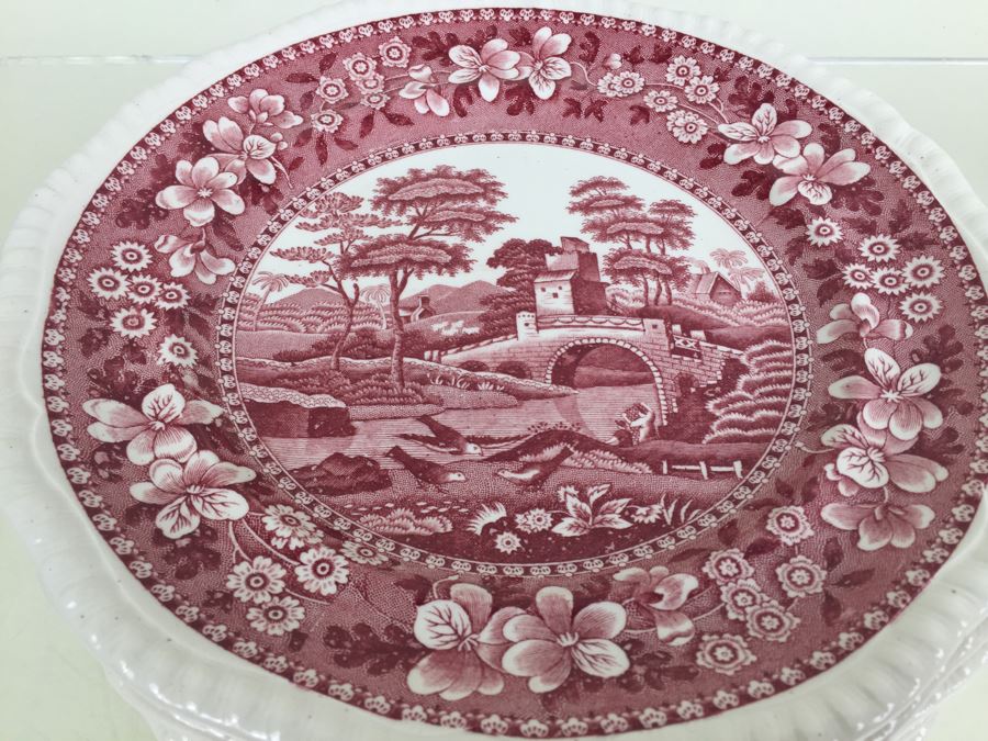(12) Spode's Tower Copeland England Red Transferware Plates [Photo 5]
