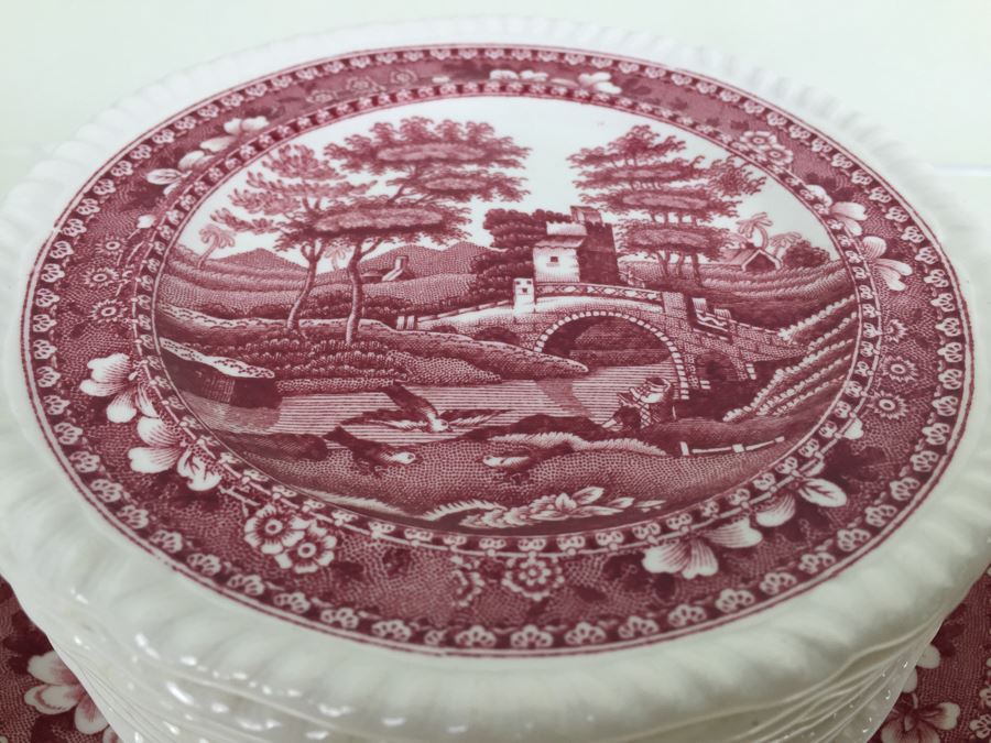 Spode's Tower Copeland England Red Transferware Plates [Photo 4]
