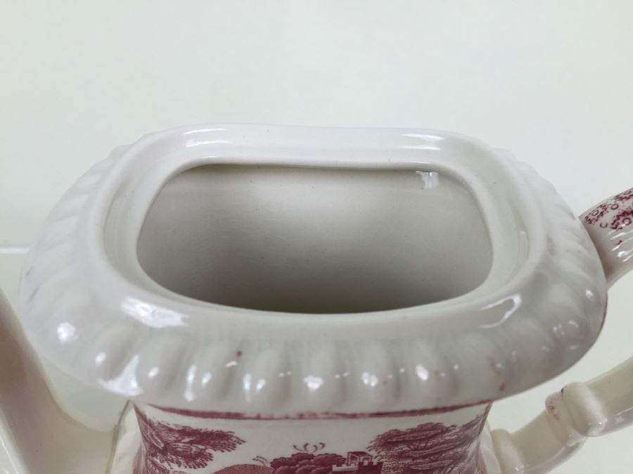Spode's Tower Copeland England Red Transferware Coffee Pot And Creamer Bowl [Photo 5]