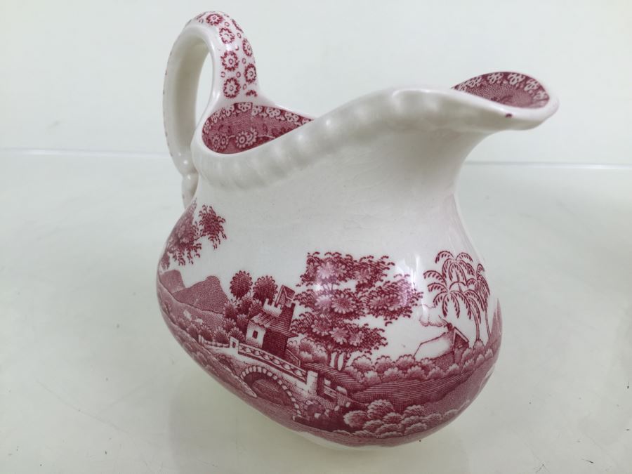Spode's Tower Copeland England Red Transferware Coffee Pot And Creamer Bowl [Photo 19]