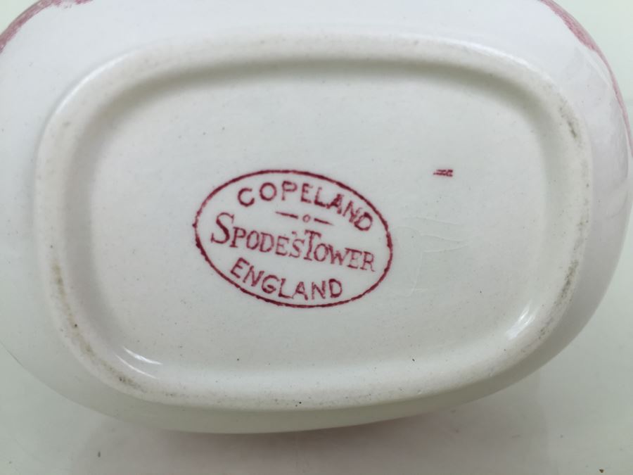 Spode's Tower Copeland England Red Transferware Coffee Pot And Creamer Bowl [Photo 3]