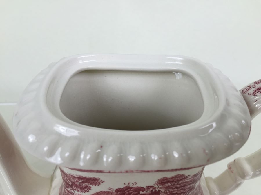 Spode's Tower Copeland England Red Transferware Coffee Pot And Creamer Bowl [Photo 4]