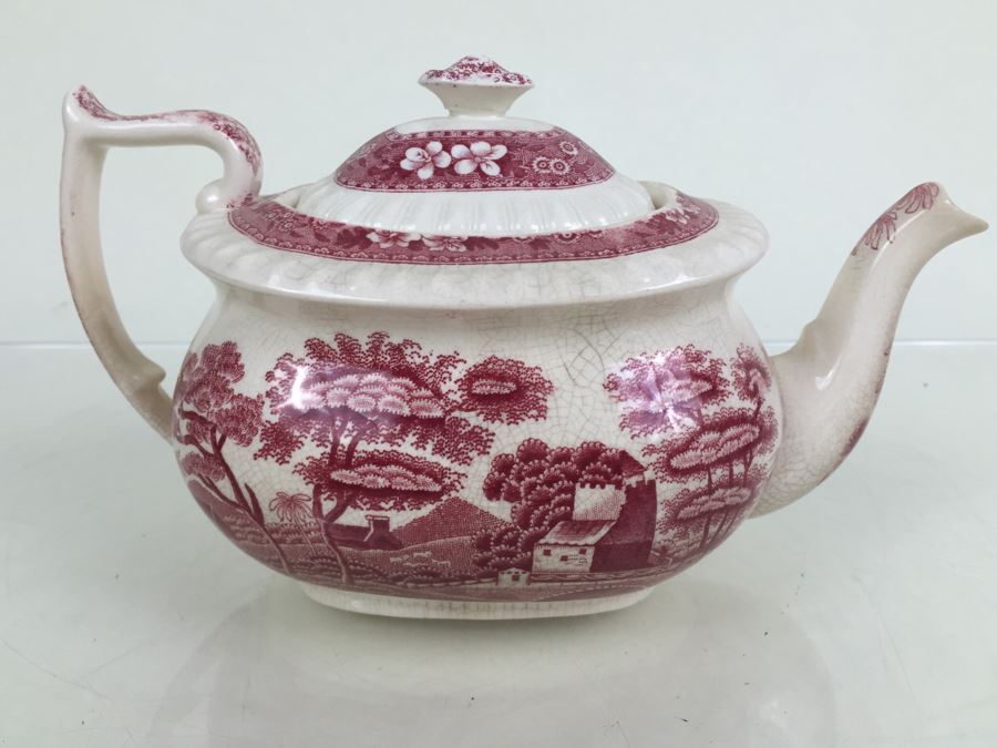Spode's Tower Copeland England Red Transferware Tea Pot [Photo 11]