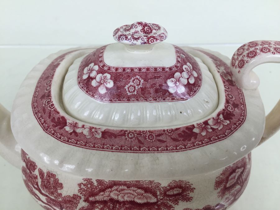 Spode's Tower Copeland England Red Transferware Tea Pot [Photo 5]