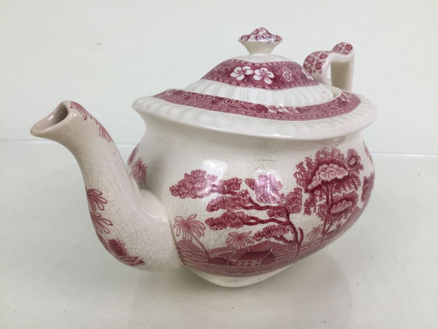 Spode's Tower Copeland England Red Transferware Tea Pot [Photo 8]