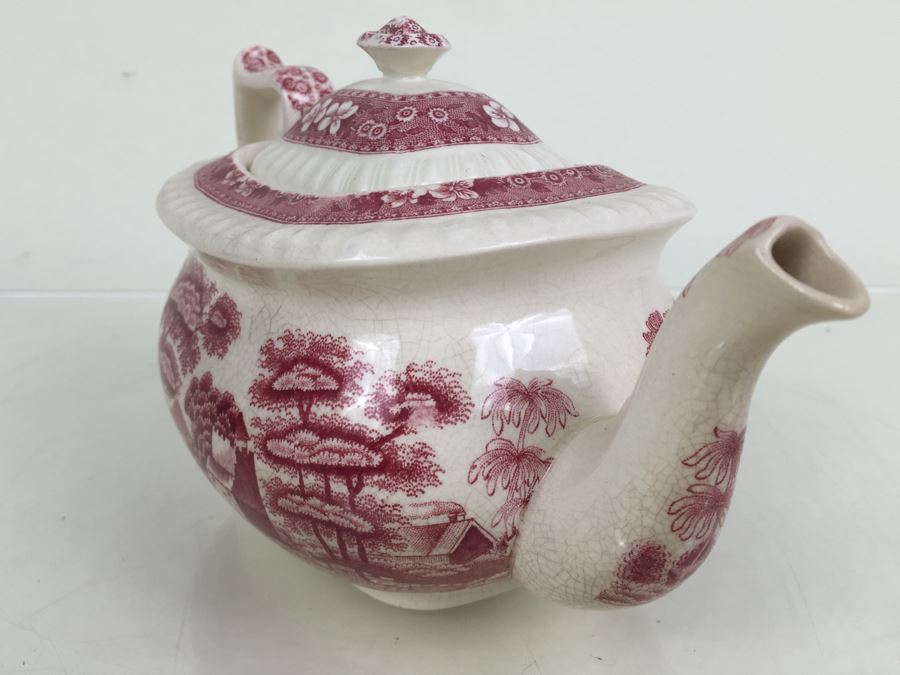 Spode's Tower Copeland England Red Transferware Tea Pot [Photo 10]