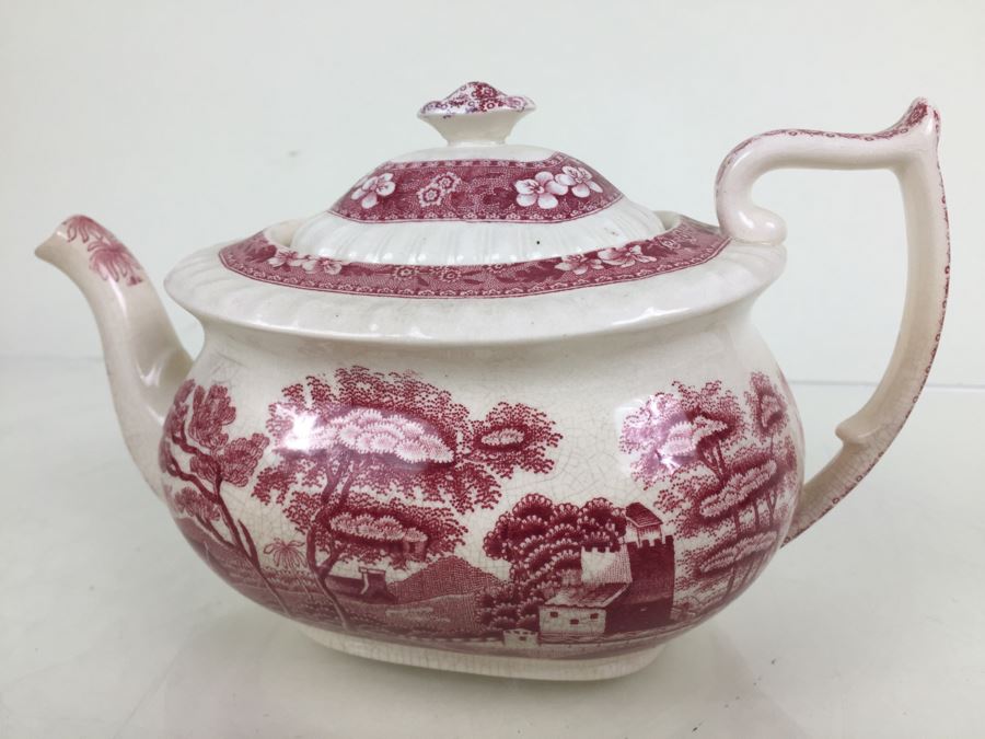 Spode's Tower Copeland England Red Transferware Tea Pot [Photo 7]