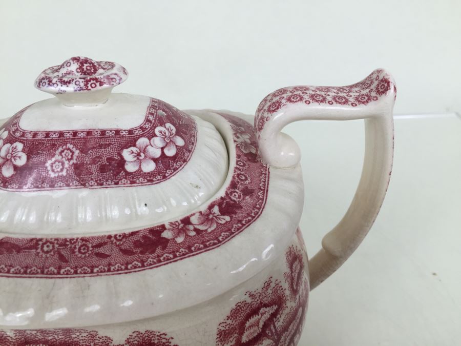 Spode's Tower Copeland England Red Transferware Tea Pot [Photo 6]