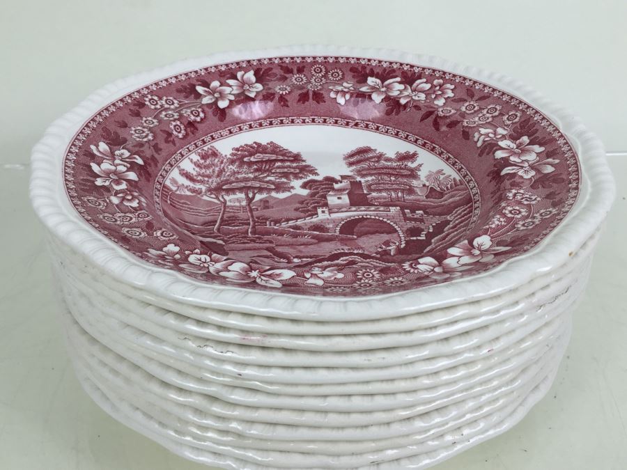 (12) Spode's Tower Copeland England Red Transferware Bowls [Photo 4]