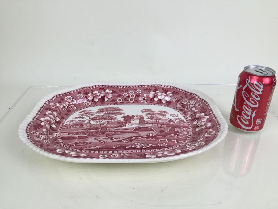 Spode's Tower Copeland England Red Transferware Large Serving Platter [Photo 4]