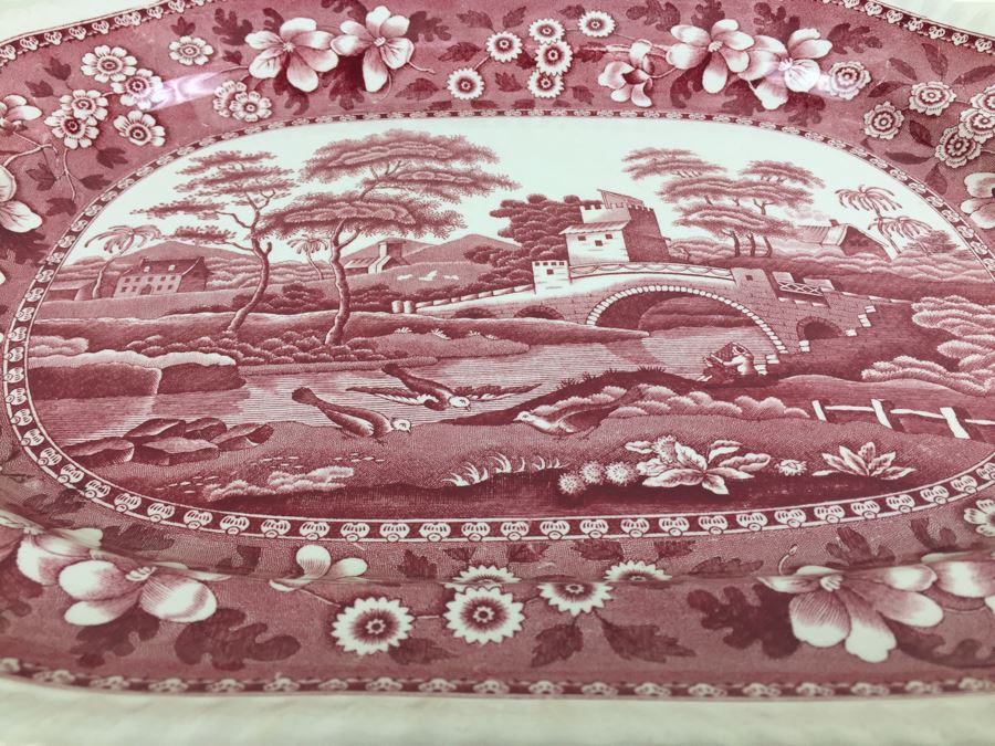 Spode's Tower Copeland England Red Transferware Large Serving Platter [Photo 5]