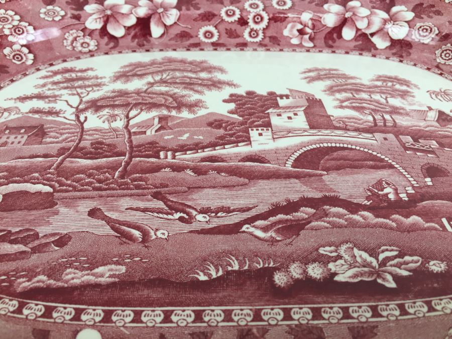 Spode's Tower Copeland England Red Transferware Large Serving Platter [Photo 6]