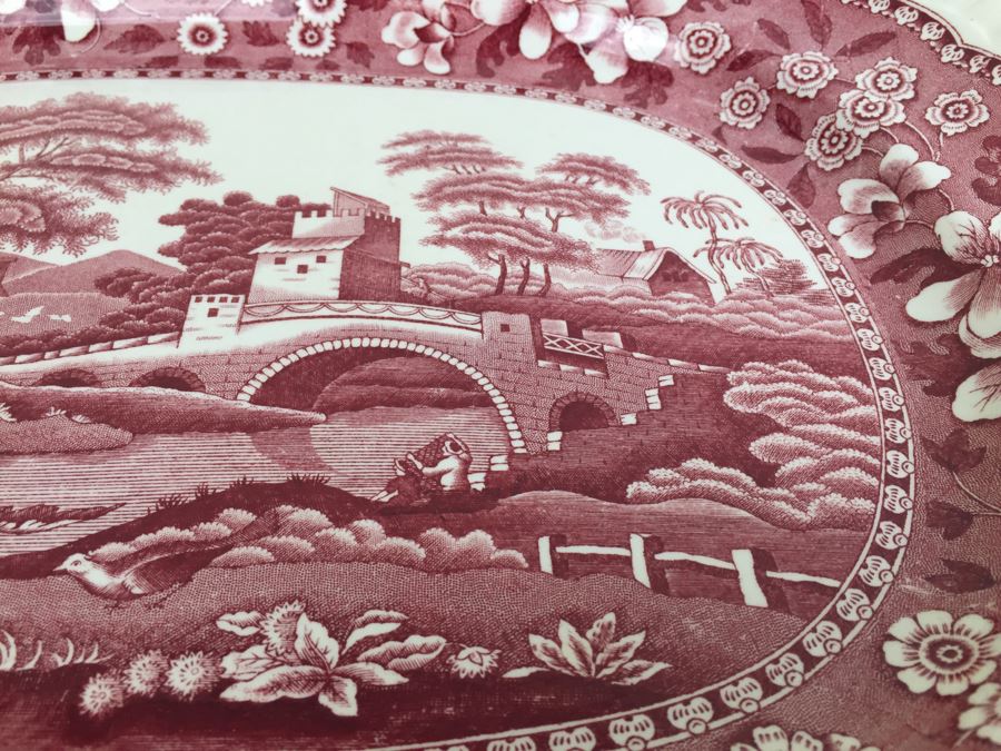 Spode's Tower Copeland England Red Transferware Large Serving Platter [Photo 8]