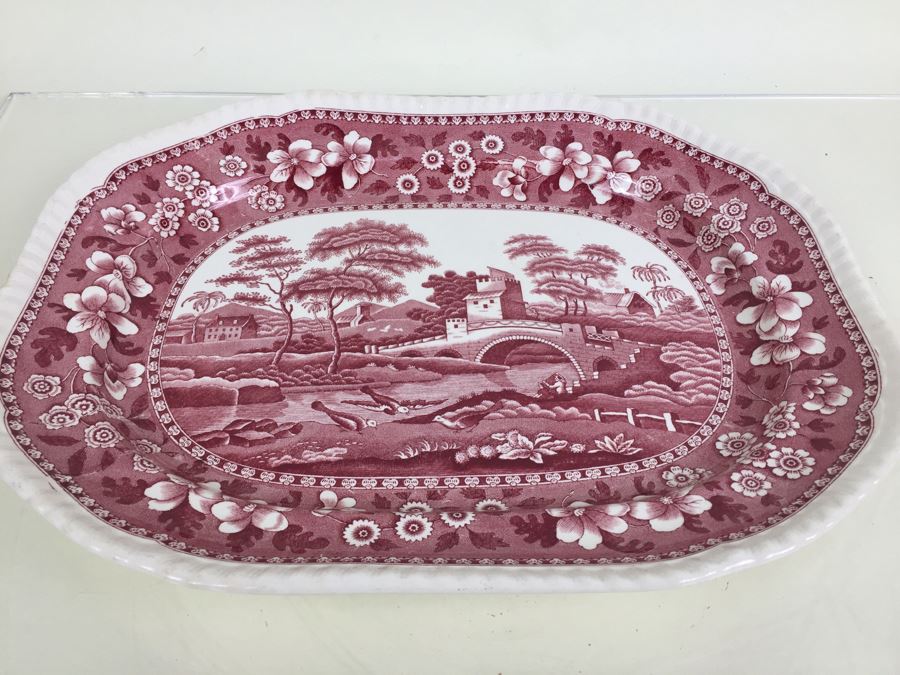 Spode's Tower Copeland England Red Transferware Large Serving Platter [Photo 1]