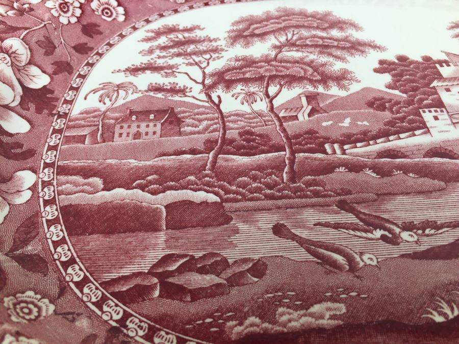 Spode's Tower Copeland England Red Transferware Large Serving Platter [Photo 7]