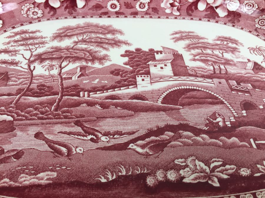 Spode's Tower Copeland England Red Transferware Large Serving Platter [Photo 2]