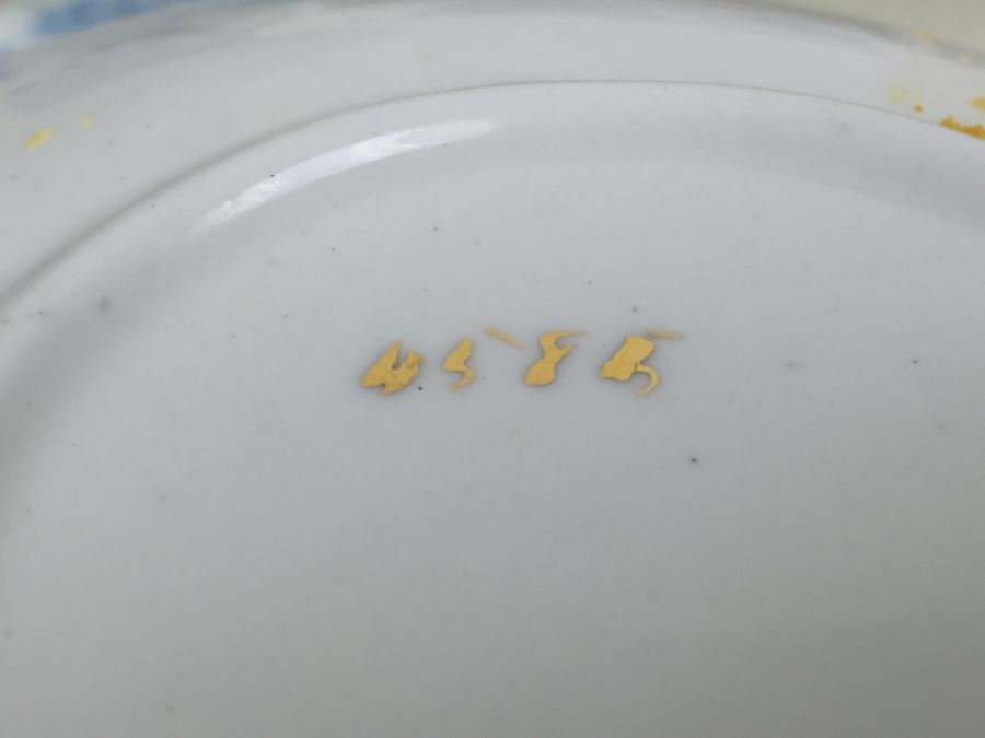 Elegant Set Of Gold Rimmed Blue And White Cups And Saucers With Plates And Bowl [Photo 12]