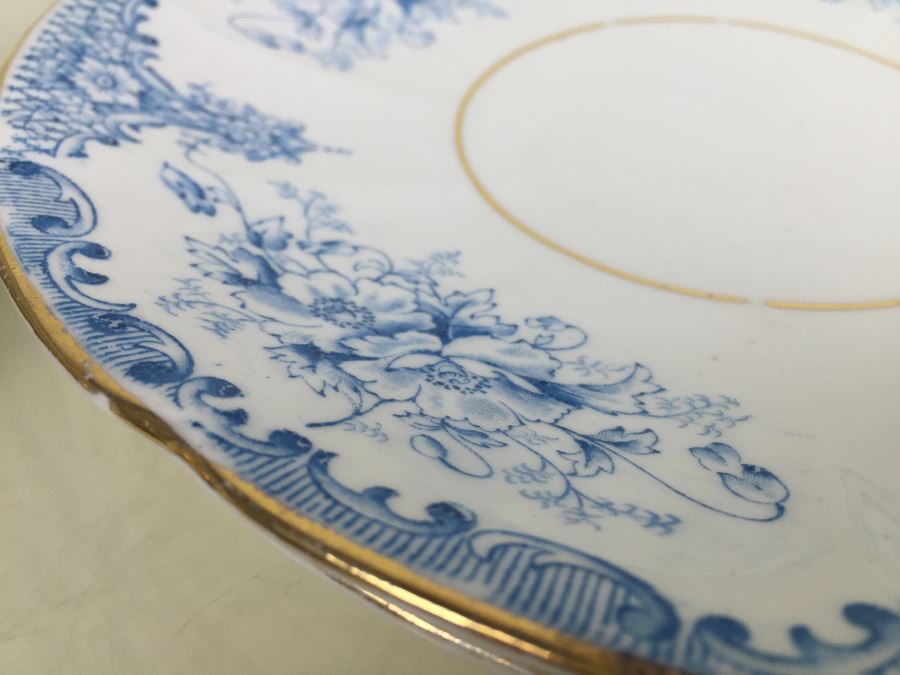 Elegant Set Of Gold Rimmed Blue And White Cups And Saucers With Plates And Bowl [Photo 20]