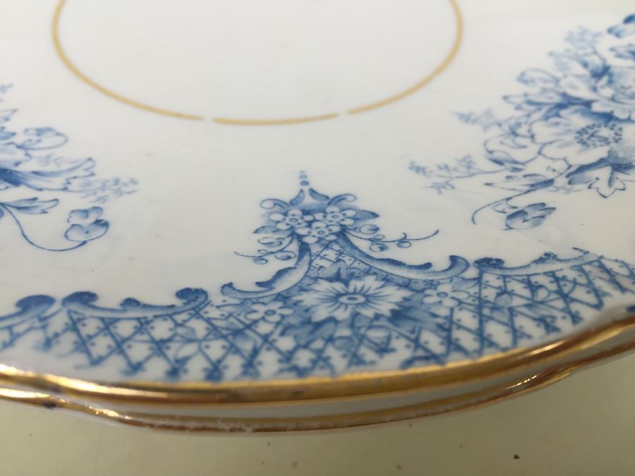 Elegant Set Of Gold Rimmed Blue And White Cups And Saucers With Plates And Bowl [Photo 19]