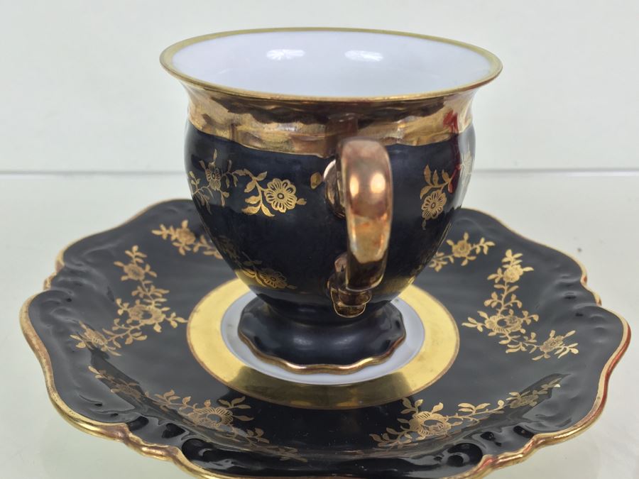 Set Of 5 Cups And Saucers With Woven Reticulated Plates [Photo 25]